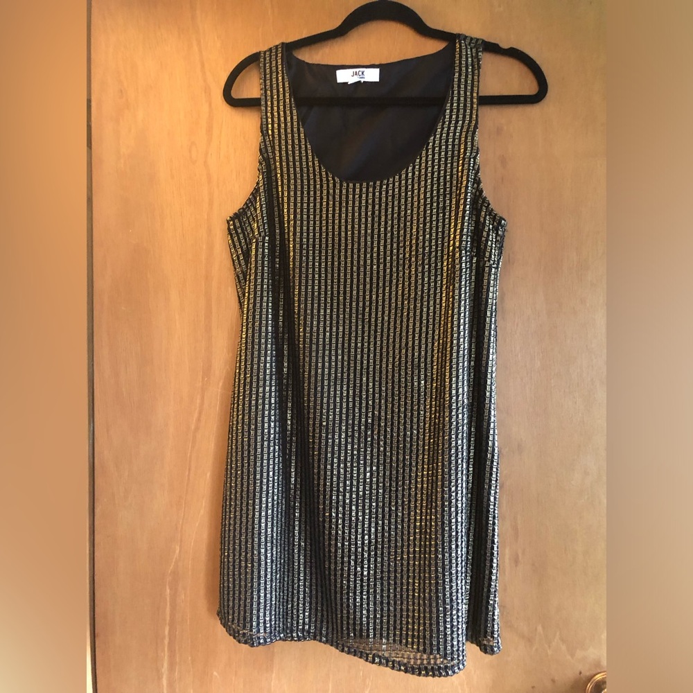 ⭐️EUC⭐️BB DAKOTA Metallic Gold & Black Short Dress •Small